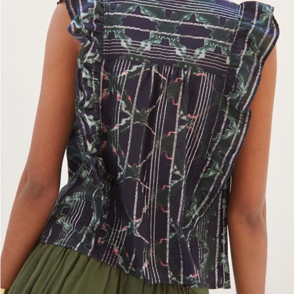 Anthropologie Pilcro Black Floral Motif w/ Silver metallic threading + Ruffles - Picture 7 of 15